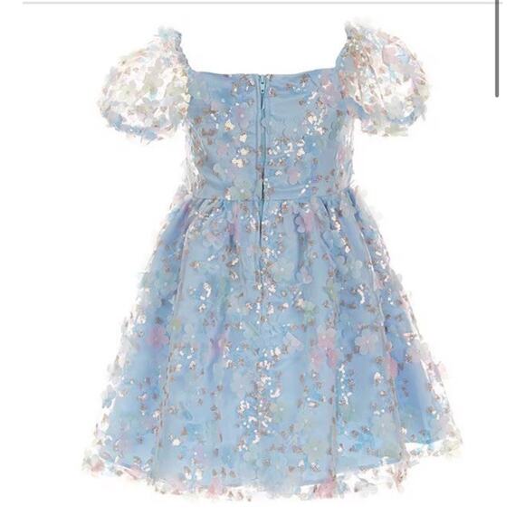 Rare Editions Girls Dress Size 6 Light Blue Sparkle Sequins Party Holiday - Picture 3 of 10